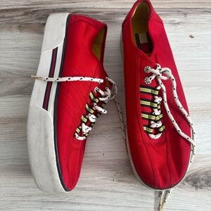 Vintage 1997 Tommy Hilfiger Flag Red Canvas Platform Sneakers